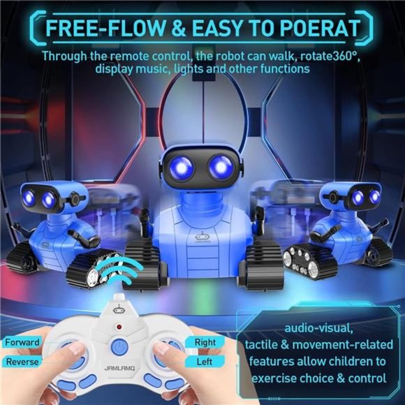 Rechargeable Remote Control Robot Toys with Music and LED Eyes (Blue) For Kids - Picture 3 of 6